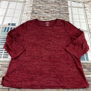 NWT Women’s Croft & Barrow Red Stoned Detailed Sweater Shirt (XL) GE12